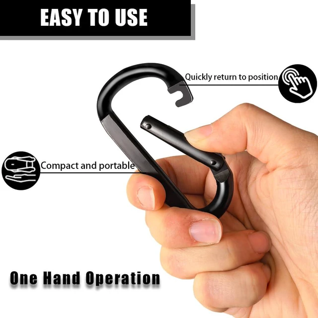 Alt view image 6 of 7 - 4 PCS Carabiner Clip, 860 Lbs-3" Iron Heavy Duty Carabiner, Multi Purpose D Shaped Spring Hook, Large Carabiners Keychain for Hammocks, Backpacking, Hiking Accessories, Camping or Outdoor Gear