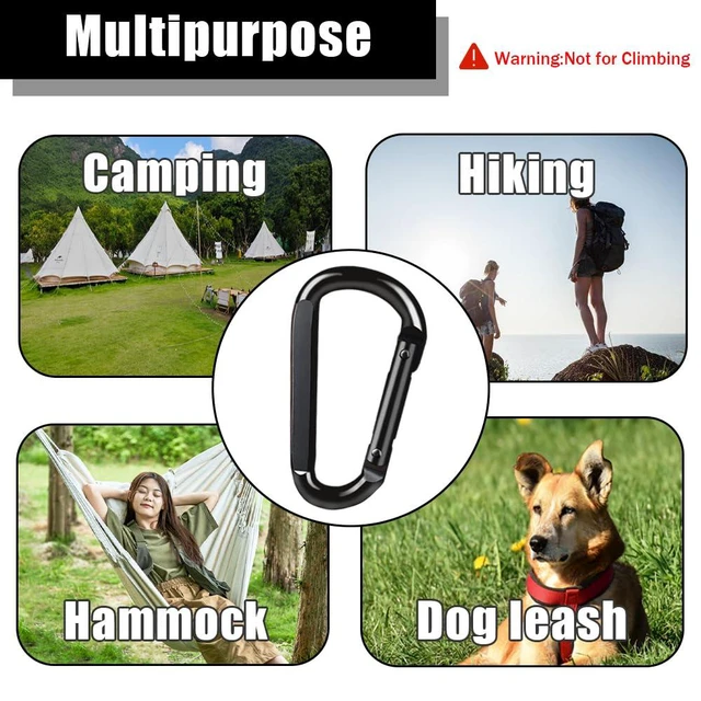 Alt view image 7 of 7 - 4 PCS Carabiner Clip, 860 Lbs-3" Iron Heavy Duty Carabiner, Multi Purpose D Shaped Spring Hook, Large Carabiners Keychain for Hammocks, Backpacking, Hiking Accessories, Camping or Outdoor Gear