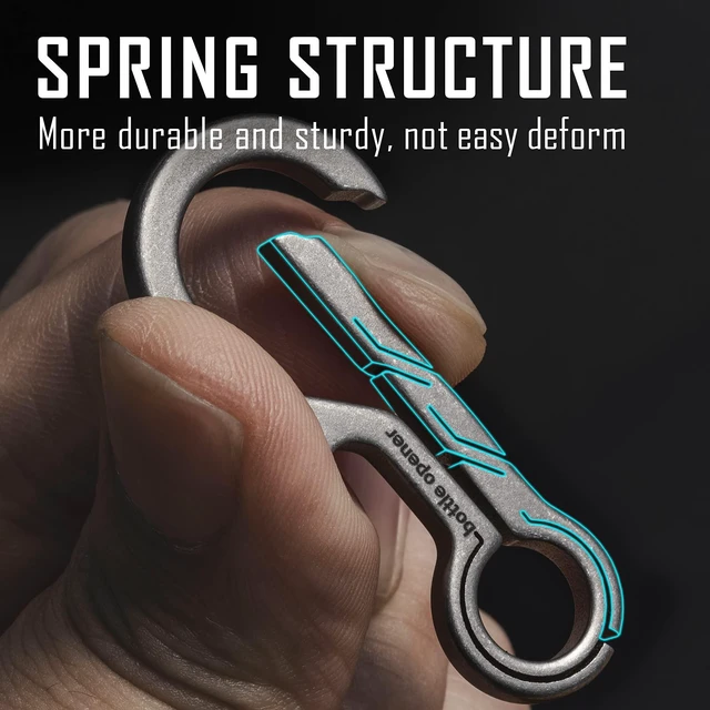 Alt view image 4 of 6 - KM01 Titanium EDC Keychain Clip with Bottle Opener | Quick Release Carabiner Key Ring Holder, Compact Pocket Tool, Daily Carry Accessory for Men