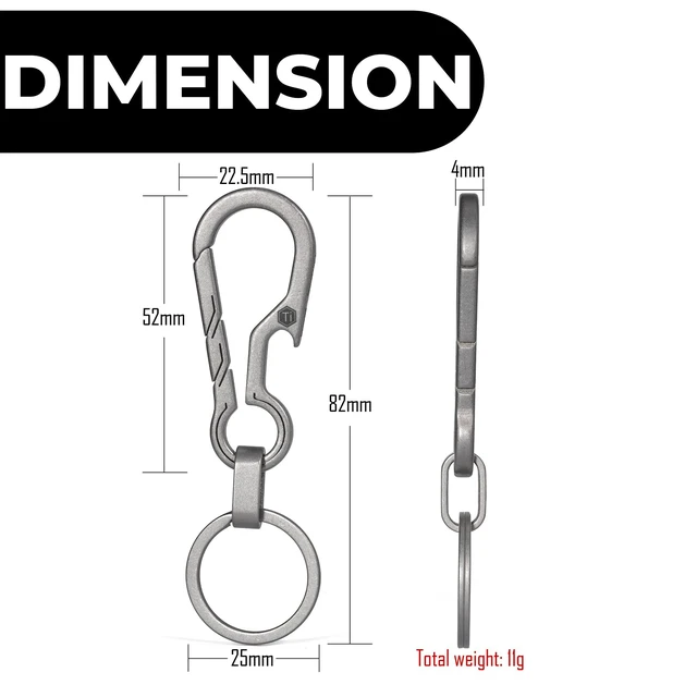 Alt view image 5 of 6 - KM01 Titanium EDC Keychain Clip with Bottle Opener | Quick Release Carabiner Key Ring Holder, Compact Pocket Tool, Daily Carry Accessory for Men