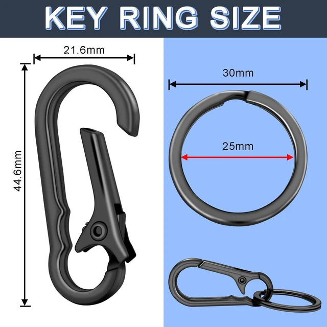 Alt view image 2 of 6 - 4Pack Small Keychain Rings, Metal Key Carabiner Clip, Mini EDC Key Ring Chain Holder Organizer for Purse Charm Hook, Car Keychain, Paracord Keychain Lanyard, Men and Women Key Fob (Gun Black)