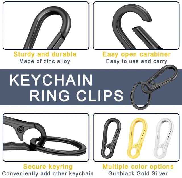 Alt view image 3 of 6 - 4Pack Small Keychain Rings, Metal Key Carabiner Clip, Mini EDC Key Ring Chain Holder Organizer for Purse Charm Hook, Car Keychain, Paracord Keychain Lanyard, Men and Women Key Fob (Gun Black)