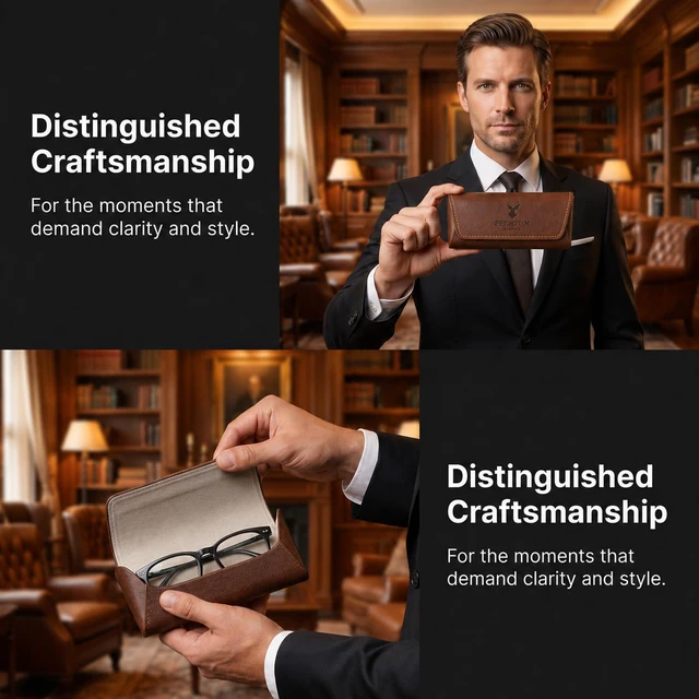 Alt view image 7 of 7 - Glasses Case,3-in-1 Sunglasses Case & Eyeglass Case with Cleaning Cloth & Storage Pouch (Coffee)