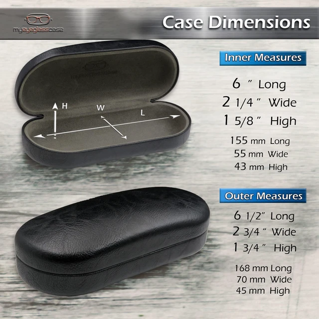 Alt view image 5 of 7 - Men Sunglasses case in Premium Leather Like - Eyeglasses Case Hard Shell with Microfiber Pouch & Cloth Glasses Case - Medium to Large for Men and Women (AS87 Black with Pouch)