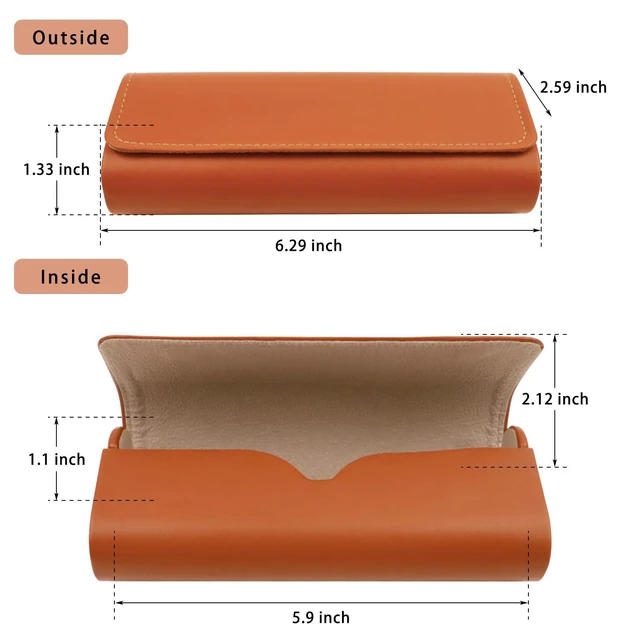 Alt view image 2 of 6 - 3 Pcs Glasses Case Hard Shell, Square Leather Hard Eyeglass Case, Unisex Simple Large Protable Eyeglasses Cases