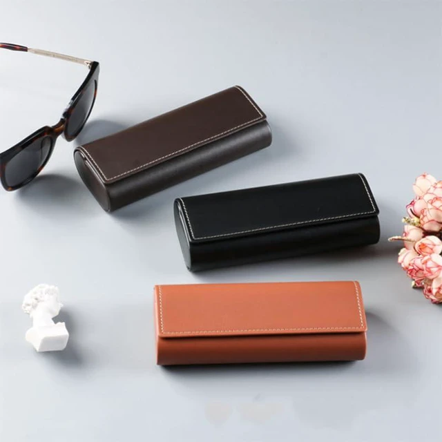 Alt view image 3 of 6 - 3 Pcs Glasses Case Hard Shell, Square Leather Hard Eyeglass Case, Unisex Simple Large Protable Eyeglasses Cases