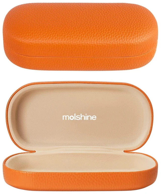 Main image of Hard Shell Leather Sunglasses Case,Classic Large Glasses Case for Women Men,Sunglass Eyeglasses (Orange)