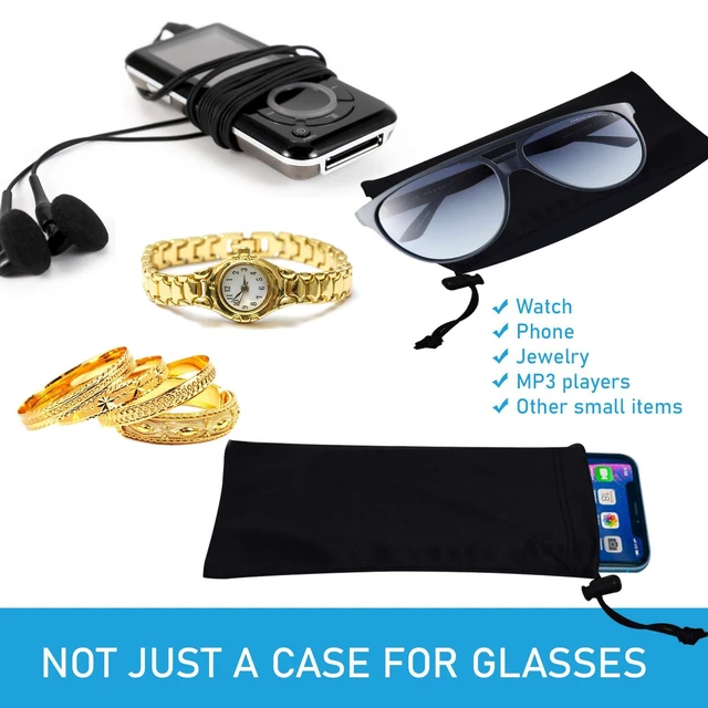 Alt view image 5 of 6 - Set of 3 Microfiber Soft Sunglasses Pouches, With Drawstring Closure
