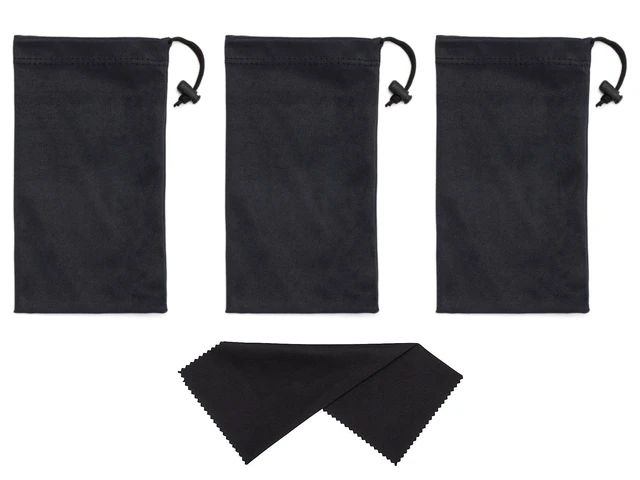Alt view image 2 of 6 - Set of 3 Microfiber Soft Sunglasses Pouches, With Drawstring Closure