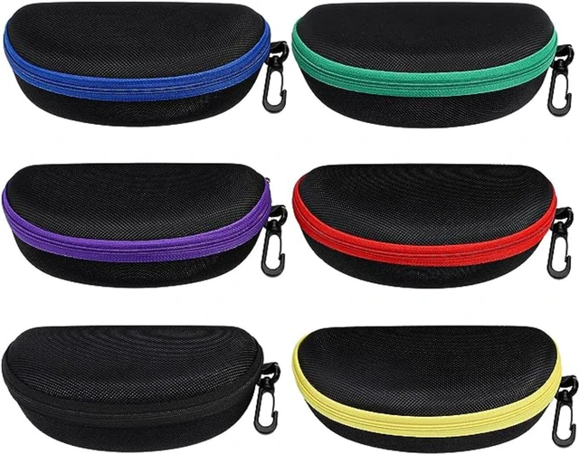 Main image of 6 Pack Sunglasses Case Portable Travel Zipper Eyeglasses Case With Hook