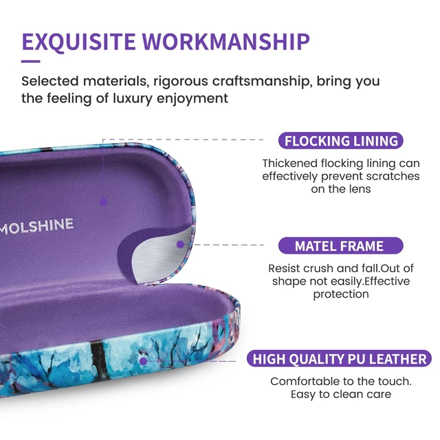 Alt view image 3 of 6 - Hard Shell Sunglasses Case,Classic Large Glasses Case for Women Men,Sunglass Eyeglasses (Cherry Blossoms)