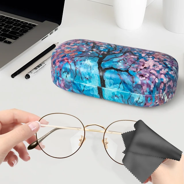 Alt view image 6 of 6 - Hard Shell Sunglasses Case,Classic Large Glasses Case for Women Men,Sunglass Eyeglasses (Cherry Blossoms)
