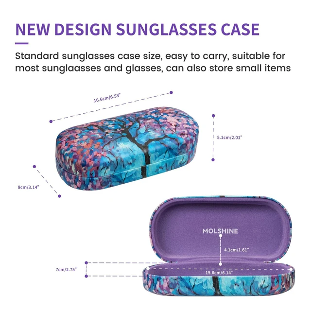 Alt view image 2 of 6 - Hard Shell Sunglasses Case,Classic Large Glasses Case for Women Men,Sunglass Eyeglasses (Cherry Blossoms)
