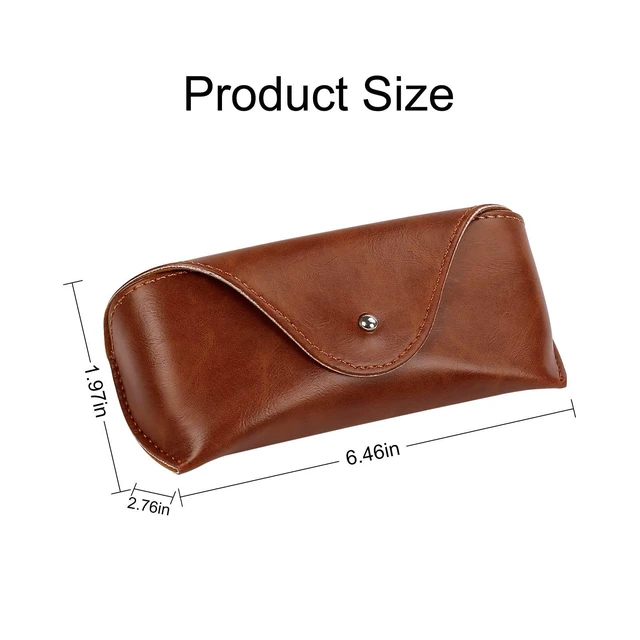 Alt view image 3 of 7 - Portable Leather Glasses Case, Flexible Reading Eyeglass Pouch Slim Case for Women Men Horizontal Sunglasses Case