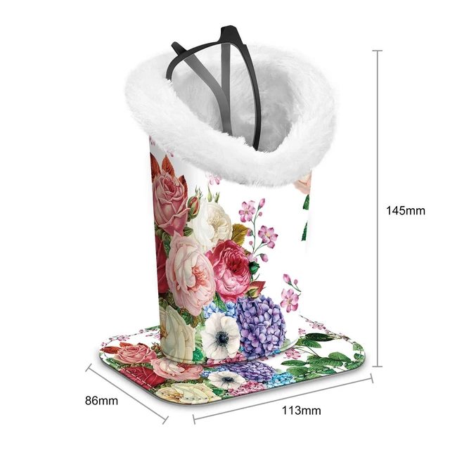 Alt view image 2 of 6 - Plush Lined Eyeglasses Holder, Glasses Stand Case, Anti-scratch Glasses Storage Organizer for Desk, Nightstand, Office, Flower Festival