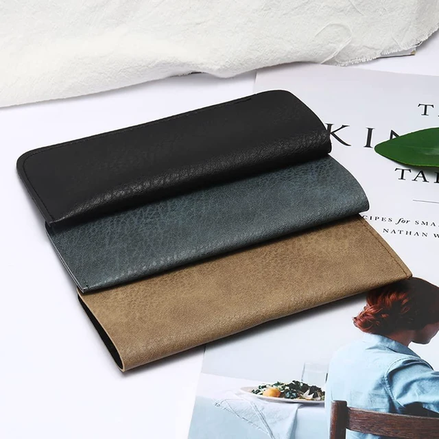 Alt view image 3 of 7 - 6 Pack Soft Leather Eyeglass Bags Portable Unisex Glasses Pouch Multiple Pens Sleeve Case Classic Color for Business Men Women Teen Student Scholars