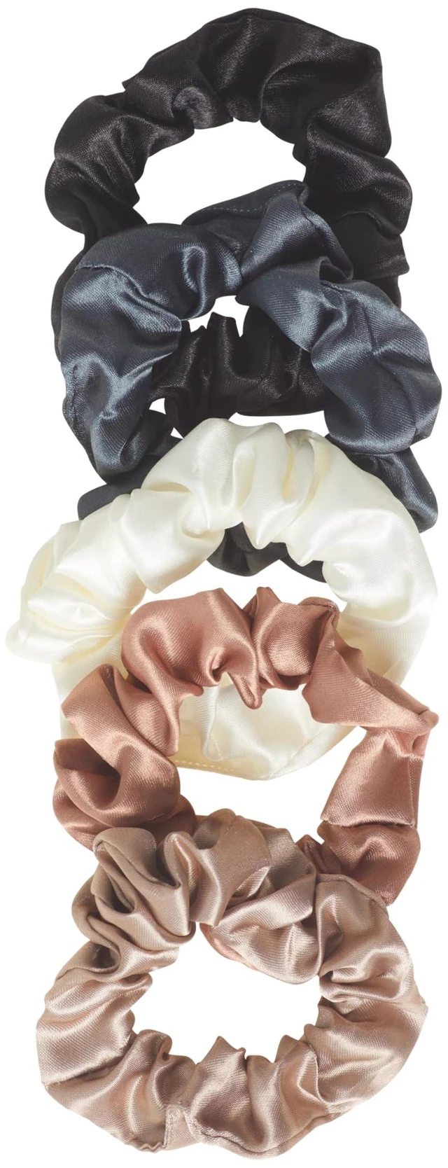 Alt view image 3 of 4 - Ouchless Satin Scrunchies - 5 Ct, Neutral Tones, Damage-Free Hold, Soft Overnight Hair Scrunchies to Sleep In, Gentle Hair Accessories for Women & Men, All Day Comfort, All Hair Types