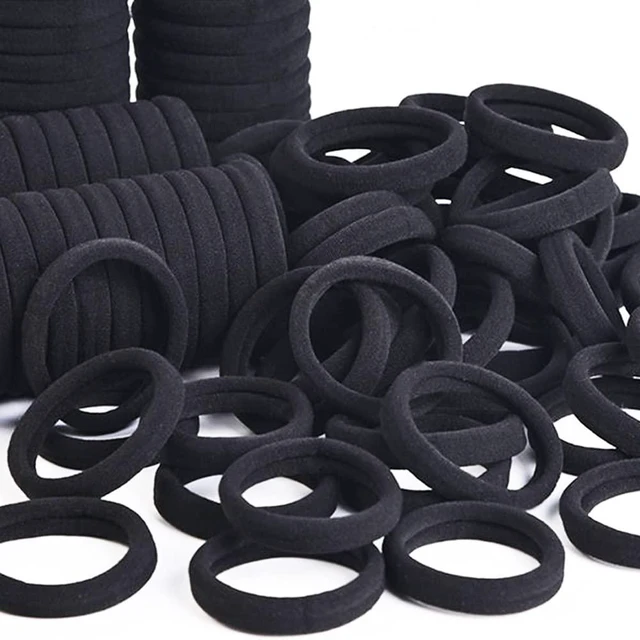Main image of Hair Bands 100PCS Seamless Cotton Ponytail Holders Scrunchies Hair Accessories for Thick Hair (black)