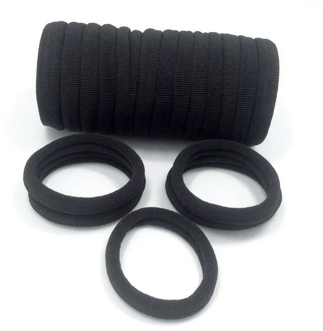 Alt view image 3 of 6 - Hair Bands 100PCS Seamless Cotton Ponytail Holders Scrunchies Hair Accessories for Thick Hair (black)