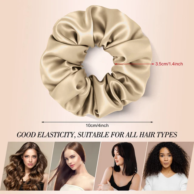 Alt view image 2 of 7 - Satin Hair Scrunchies for Women, 8 Pack Satin Hair Ties for Thin Hair | Satin Scrunchies Thick Hair Ponytail Holders for Daily Use Hair Sleep, No Crease, Neutral Colors