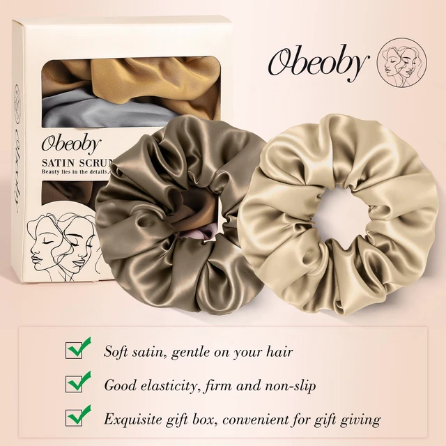 Alt view image 3 of 7 - Satin Hair Scrunchies for Women, 8 Pack Satin Hair Ties for Thin Hair | Satin Scrunchies Thick Hair Ponytail Holders for Daily Use Hair Sleep, No Crease, Neutral Colors