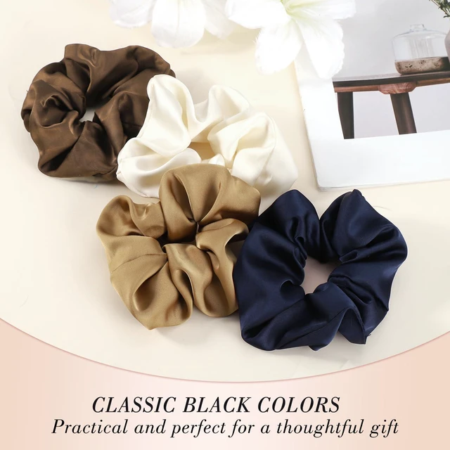 Alt view image 5 of 7 - Satin Hair Scrunchies for Women, 8 Pack Satin Hair Ties for Thin Hair | Satin Scrunchies Thick Hair Ponytail Holders for Daily Use Hair Sleep, No Crease, Neutral Colors