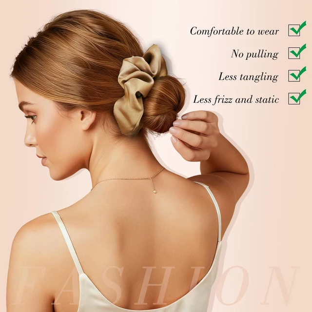 Alt view image 6 of 7 - Satin Hair Scrunchies for Women, 8 Pack Satin Hair Ties for Thin Hair | Satin Scrunchies Thick Hair Ponytail Holders for Daily Use Hair Sleep, No Crease, Neutral Colors