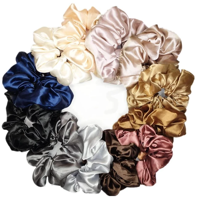 Alt view image 4 of 7 - 12 Pcs Satin Silk Scrunchies Soft Hair Ties Fashion Hair Bands Hair Bow Ropes Elastic Bracelets Ponytail Holders Hair Accessories for Women Girls (4.5 Inch, Assorted Multi-color)
