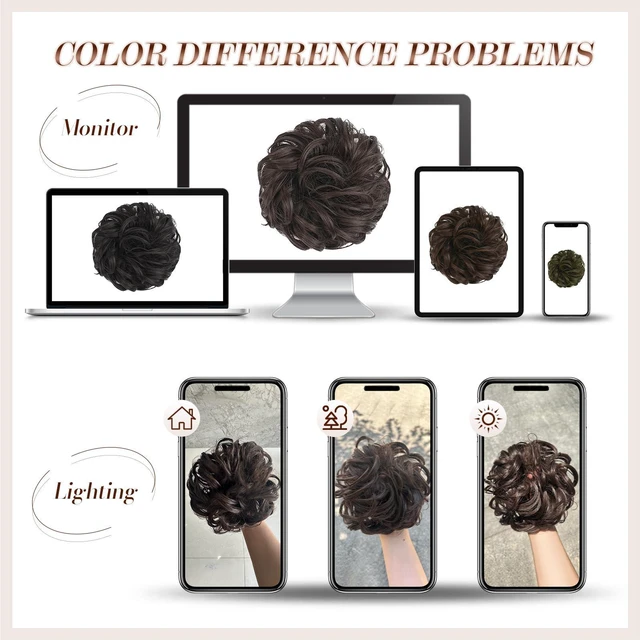 Alt view image 7 of 7 - Messy Bun Hair Piece - Wavy Synthetic Chignon Scrunchies for Instant Volume, Elastic Ponytail Bun Hair Extensions Thick Hairpieces for Women, Brown & Blonde 1.50 oz