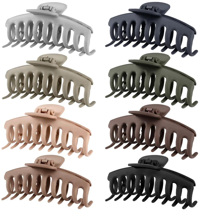 Main image of Hair Claw Clips for Women Large Clips for Thin Thick Hair Big Neutral Claw for Curly Hair Matte Nonslip Strong Hold 4.33 Inch Jumbo Claws Jaw Set (8 Pcs)