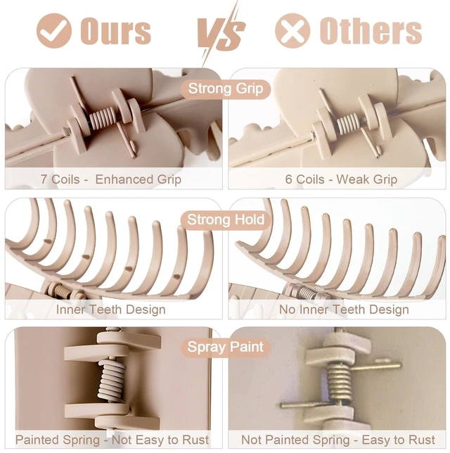 Alt view image 2 of 7 - Hair Claw Clips for Women Large Clips for Thin Thick Hair Big Neutral Claw for Curly Hair Matte Nonslip Strong Hold 4.33 Inch Jumbo Claws Jaw Set (8 Pcs)