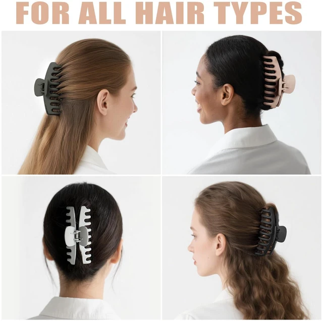 Alt view image 4 of 7 - Hair Claw Clips for Women Large Clips for Thin Thick Hair Big Neutral Claw for Curly Hair Matte Nonslip Strong Hold 4.33 Inch Jumbo Claws Jaw Set (8 Pcs)
