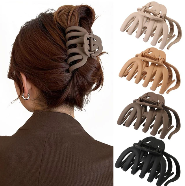 Main image of 4 Pcs Octopus Claw Clips Octopus Hair Claw Clips for Women 3.8" Large Hair Claw Clip for Women Strong Grip Non-slip Jaw Clip for Thick,natural color