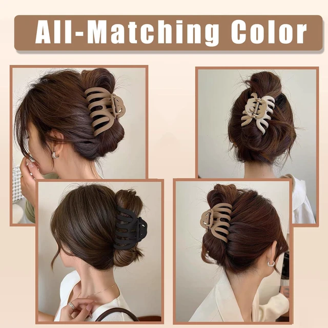 Alt view image 5 of 7 - 4 Pcs Octopus Claw Clips Octopus Hair Claw Clips for Women 3.8" Large Hair Claw Clip for Women Strong Grip Non-slip Jaw Clip for Thick,natural color
