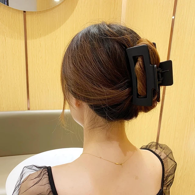 Alt view image 7 of 7 - Black Hair Claw Clips for Women Girls, Large 4.2" Matte Rectangle Nonslip Jaw Clips for Thick and Thin Hair, 2 Packs