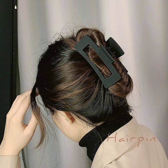 Alt view image 2 of 7 - Black Hair Claw Clips for Women Girls, Large 4.2" Matte Rectangle Nonslip Jaw Clips for Thick and Thin Hair, 2 Packs