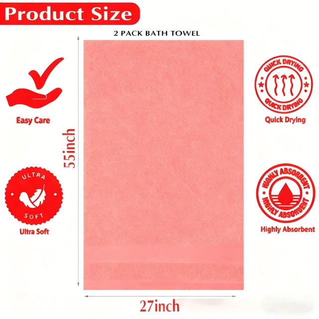 Alt view image 2 of 7 - Microfiber Bath Towel 35x70 Inches - Ultra Soft Quick Dry, Lightweight for Gym, Spa, Travel | Hotel Grade & Multi-Use| Single Pack