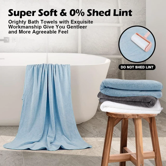 Alt view image 2 of 7 - Bath Towels, Soft Feel Bath Towel, 2 Pack (27'' x 54'') | Highly Absorbent, Quick Drying Microfiber Towels for Body, Sport, Yoga, SPA, Fitness, Bathroom - Blue