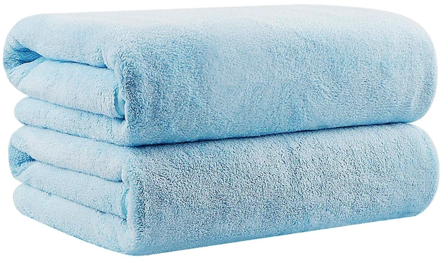 Main image of Bath Towels, Soft Feel Bath Towel, 2 Pack (27'' x 54'') | Highly Absorbent, Quick Drying Microfiber Towels for Body, Sport, Yoga, SPA, Fitness, Bathroom - Blue