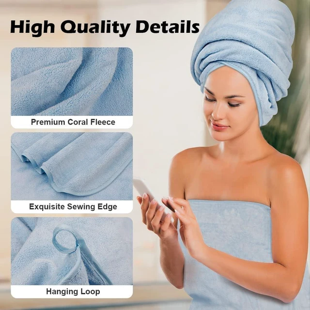 Alt view image 3 of 7 - Bath Towels, Soft Feel Bath Towel, 2 Pack (27'' x 54'') | Highly Absorbent, Quick Drying Microfiber Towels for Body, Sport, Yoga, SPA, Fitness, Bathroom - Blue