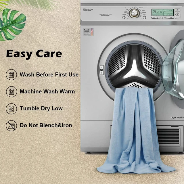 Alt view image 6 of 7 - Bath Towels, Soft Feel Bath Towel, 2 Pack (27'' x 54'') | Highly Absorbent, Quick Drying Microfiber Towels for Body, Sport, Yoga, SPA, Fitness, Bathroom - Blue