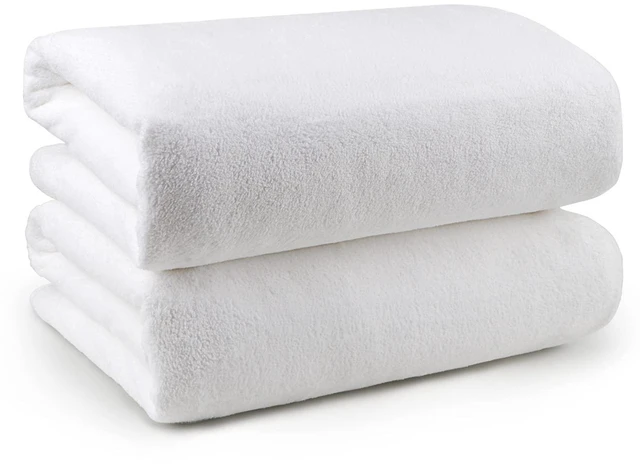 Main image of Bath Towels, Soft Feel Bath Towel, 2 Pack (27'' x 54'') | Highly Absorbent, Quick Drying Microfiber Towels for Body, Sport, Yoga, SPA, Fitness, Bathroom -White