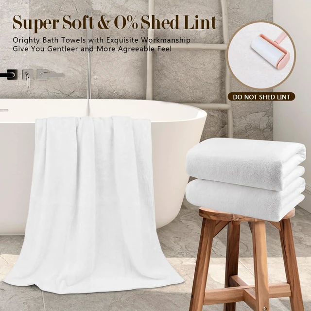 Alt view image 2 of 7 - Bath Towels, Soft Feel Bath Towel, 2 Pack (27'' x 54'') | Highly Absorbent, Quick Drying Microfiber Towels for Body, Sport, Yoga, SPA, Fitness, Bathroom -White