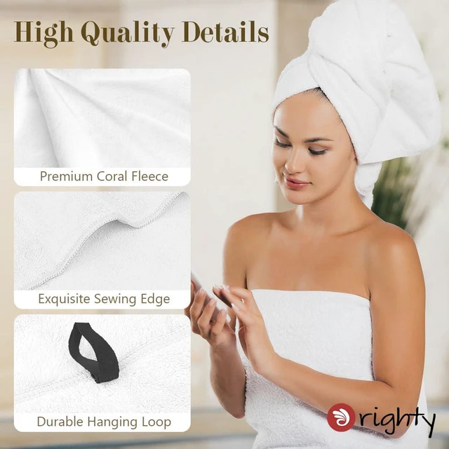 Alt view image 3 of 7 - Bath Towels, Soft Feel Bath Towel, 2 Pack (27'' x 54'') | Highly Absorbent, Quick Drying Microfiber Towels for Body, Sport, Yoga, SPA, Fitness, Bathroom -White