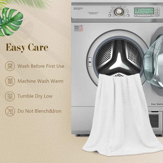 Alt view image 6 of 7 - Bath Towels, Soft Feel Bath Towel, 2 Pack (27'' x 54'') | Highly Absorbent, Quick Drying Microfiber Towels for Body, Sport, Yoga, SPA, Fitness, Bathroom -White