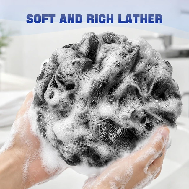 Alt view image 2 of 7 - Loofah Sponge 75g/Piece, Loofah for Men Body Scrubber - Bath Sponge Loofa Set of 4 Black (Large)