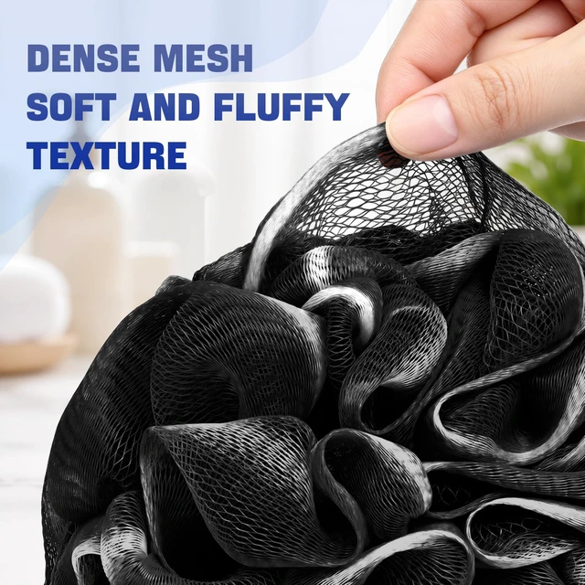 Alt view image 5 of 7 - Loofah Sponge 75g/Piece, Loofah for Men Body Scrubber - Bath Sponge Loofa Set of 4 Black (Large)