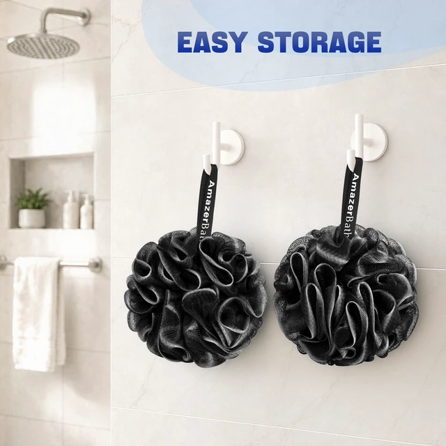 Alt view image 7 of 7 - Loofah Sponge 75g/Piece, Loofah for Men Body Scrubber - Bath Sponge Loofa Set of 4 Black (Large)