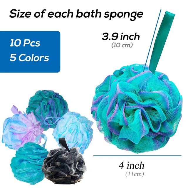 Alt view image 2 of 7 - 10 Pcs Shower Loofahs,Bath Shower Loofah Sponge,Exfoliating Shower Pouf Balls for Women,Men,Body Wash Bathroom,Exfoliate with Beauty Bathing Accessories