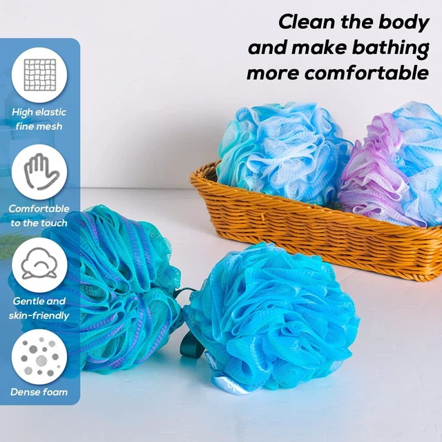 Alt view image 5 of 7 - 10 Pcs Shower Loofahs,Bath Shower Loofah Sponge,Exfoliating Shower Pouf Balls for Women,Men,Body Wash Bathroom,Exfoliate with Beauty Bathing Accessories